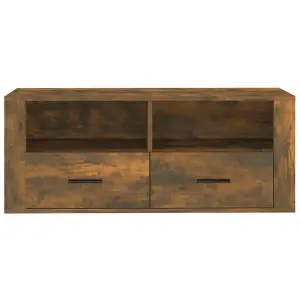 Berkfield TV Cabinet Smoked Oak 100x35x40 cm Engineered Wood