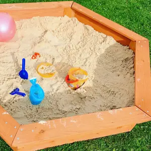 Sandpit - Hexagonal Wooden Sand pit for All Ages - 1.5m Diameter with Weatherproof Cover and Underlay