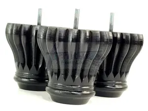 SET OF 4 REPLACEMENT FURNITURE BUN FEET BLACK TURNED WOODEN LEGS 110mm HIGH M10 (10mm)