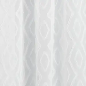 Diamond Voile Curtains Pair Textured Net Slot Top 2 Panel Set 55x87", White