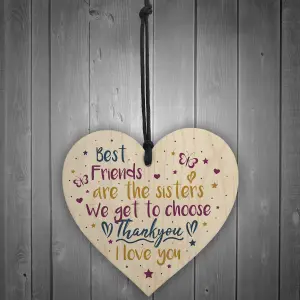 Red Ocean Best Friend Sister Friendship Gifts Handmade Wooden Hanging Heart Sign Birthday Christmas Gift Chic Plaque