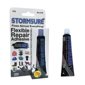 Stormsure Flexible Repair Adhesive 15g Black - Waterproof, Flexible, Durable Sealant for Repairs