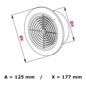 5-inch / 125 mm Circular Ceiling Mounted Air Vent Grille Cover, Round Ventilation Extract/Supply Valve Diffuser (White)