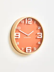 Interiors by Premier Sleek Orange Wood Large Numbers Wall Clock, Modern Design Clock In Kitchen, Versatile Wall Clock For Indoor