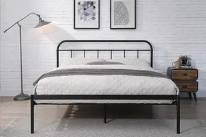 Bourton Modern Black Metal King Size Bed Frame 5ft