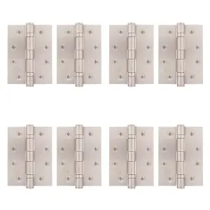 AFIT Satin Nickel Door Hinges - 4 Inch / 102mm  Internal Fire Door Hinges - 4 Pairs