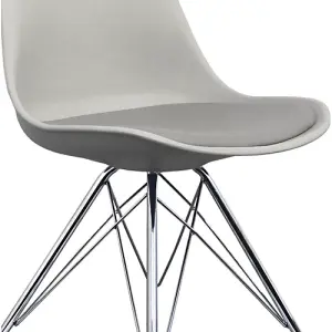 Soho Light Grey Plastic Dining Chair with Chrome Metal Legs