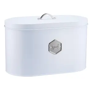 Cooks Professional Kitchen Storage Bread Bin With Nameplate White / Silver