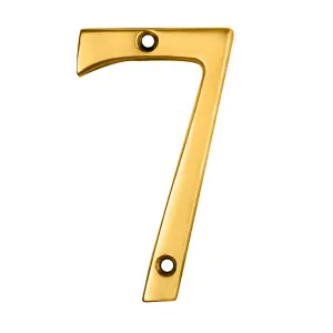 Stainless Brass Door Number 7 75mm Height 4mm Depth House Numeral Plaque