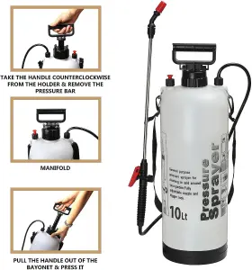 MantraRaj 10L Garden Pressure Weed Spray Bottle Hand Pump Water Plant Sprayer Garden Hand Pump Pressure Sprayer Knapsack Sprayer