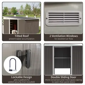 Outsunny 11.3x9.2ft Steel Garden Storage Shed w/ Sliding Doors & 2 Vents, Grey