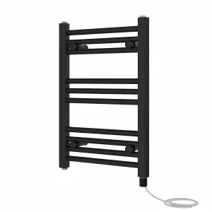 Rinse Bathrooms 200W Electric Heated Warming Towel Rail Bathroom Radiator Black - 600x400mm