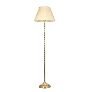 Luminosa Suki & Chatsworth Base & Shade Floor Lamp Antique Brass Plate & Ivory Silk