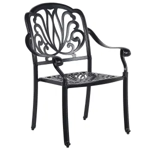 Set of 4 Garden Chairs with Cushions ANCONA Metal Black