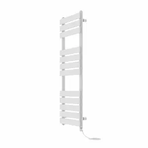 Rinse Bathrooms Electric Flat Panel Heated Towel Rail White Bathroom Ladder Radiator Warmer 1200x450mm 600W