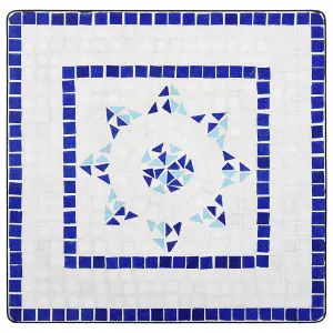 Berkfield Mosaic Bistro Table Blue and White 60 cm Ceramic