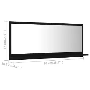 Berkfield Bathroom Mirror Black 90x10.5x37 cm Engineered Wood