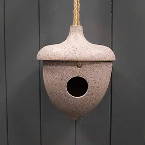 Earthy Sustainable Nut Husks Hanging Bird House