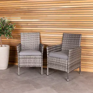 Charles Bentley Garden Outdoor Pair of Rattan Dining Chairs Grey