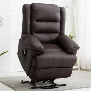 Loxley Single Motor Electric Riser Rise Recliner Bonded Leather Armchair Electric Lift Chair (Brown)