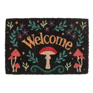 Something Different Welcome Mushroom Door Mat Black (One Size)