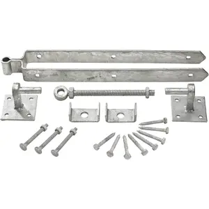 600mm Adjustable Bottom Fieldgate Hinge Set with 100m x 100m Plates - Galvanised