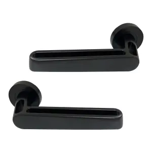 Intelligent Hardware - Internal Door Handle - Pair - Premium Lever on Round Rose - Lyra - Black