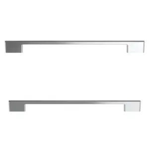 GoodHome Cacao Chrome effect Kitchen cabinets D-shaped Pull Handle (L)35.2cm (D)30mm, Pack of 2