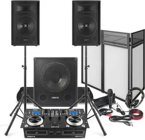 Mobile Disco Setup - DJ PA System, CD Mixer, DJ Booth & Accessories