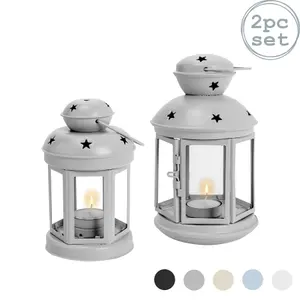 Nicola Spring - Metal Hanging Tealight Lanterns - 2 Sizes - Pack of 2