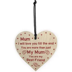 Mum Best Friend Gift Wooden Heart Birthday Mothers Day Gift For Mum From Daughter Son