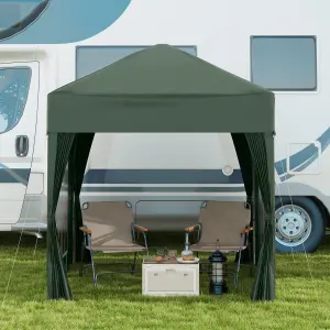 Outsunny 2mx2m Pop Up Gazebo Party Tent Canopy Marquee with Storage Bag Green