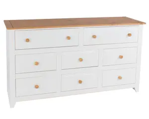 White 6+2 drawer wide chest of drawers, Capri range