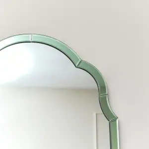 Melody Maison Arched Green Glass Art Deco Wall Mirror 60cm x 101cm