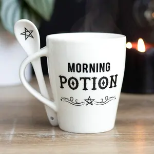 Something Different Morning Potion Ceramic Mug Set White/Black (One Size)