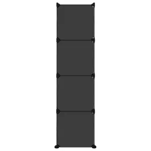 Storage Cube Organiser with 12 Cubes and Doors Black PP