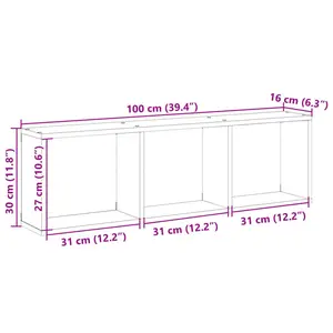 17 Stories Wall Cabinet 100X16x30 Cm Engineered Wood Sonoma Oak