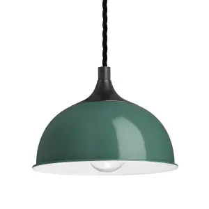 Industville Chelsea Dome Pendant, 8 Inch, Turquoise, Pewter Holder