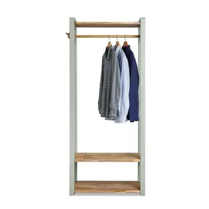 Florence Sage Green Open Wardrobe with Shelves