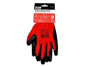 Palm Dipped Black Nitrile Gloves - Medium (Size 8)