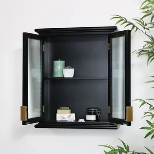 Melody Maison Black Reeded Glass Wall Cabinet