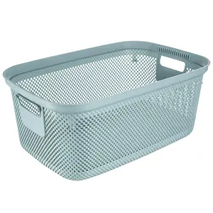 Keeeper Laundry Basket with Side Handles & Air-Permeable Nordic Blue