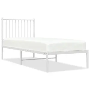 Berkfield Metal Bed Frame with Headboard White 75x190 cm 2FT6 Small Single