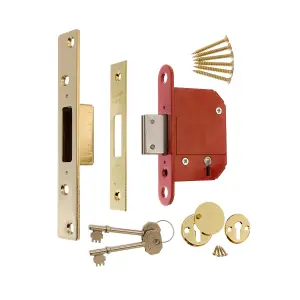 ERA British Standard High Security Fortress 5 Lever Deadlock 64mm - Polished Brass