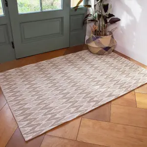 Neutral Distressed Diamond Recycled Cotton Rug 200x290cm