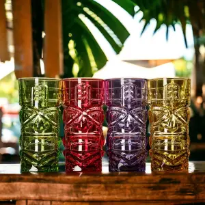 Bar Bespoke Coloured Tiki Highball Glass - Set of 4