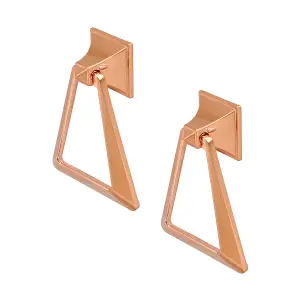 DecorAndDecor - FORTUNA Matt Rose Triangle Swing Handle Drop Kitchen Cabinet Drawer Cupboard Knob Handle - Pair