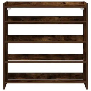 Berkfield Shoe Rack Smoked Oak 80x25x81 cm Engineered Wood