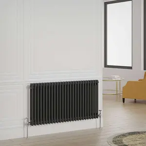 G-Rad Black Double Column Horizontal Radiator - (H) 600 x (W) 1165mm