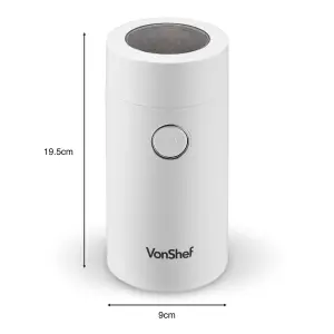 VonShef Coffee Grinder Electric 60g, Coffee Bean Grinder 2500RPM for Coffee, Nuts and Spices, 150W, White